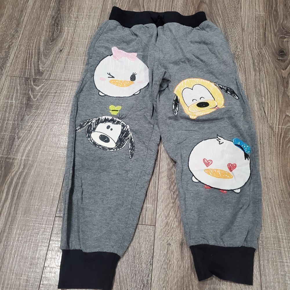 Girls Pajama Pants Size 10 Disney Gray Cartoon Character Joggers